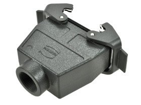 Obudowa złącza; Han B; 09300160730; 16B; metal; proste; na przewód; wyjście na dławnicę PG21; z 2 klamrami; 1 górne wyjście prze