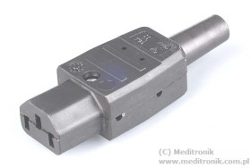 Złącze żeńskie C13 do montażu na kabel kolor czarny