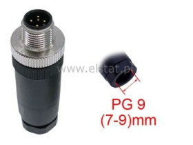 Złącze do czujnika; wtyk męski M12; PG9; 5 pinów