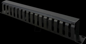 26990306 19" front panel 1 U, black, with marshalling duct 40 x 80 mm