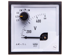 Woltomierz z przełącznikiem N E615 500V pozycja pracy C3 K=90 st. bez atestu KJ EP27NE6150000