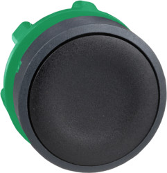 Pushbutton, unlit, groping, waistband round, black, front ring dark gray, mounting Ø 22 mm, ZB5AA2