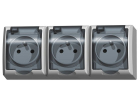 FALA Gniazdo potrójne z uziemieniem wieczko przezroczyste biały GNH-3HZ/00/d OSPEL