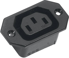 złącze żeńskie do wbudowania pionowego C13 2 + PE 10 A czarny K & B 43R031121 1 szt.