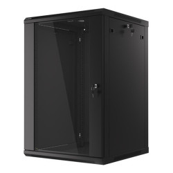 Szafa wisząca 19" 18U Lanberg, 600mm, drzwi szklane, czarna