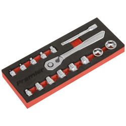 Sealey AK5783 Low Profile Socket Set 15pc 1/4&quot;Sq Drive Metric