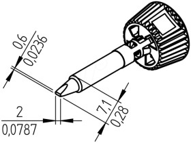 0142CDLF20 ERSADUR soldering tip, 2 mm, chisel-shaped