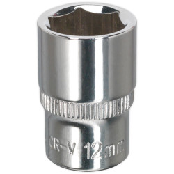 Sealey SP1412 WallDrive&#xAE; Socket 12mm 1/4&quot;Sq Drive Fully Polished