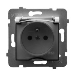 ARIA Gniazdo bryzgoszczelne z uziemieniam IP44 klapka dymna biały GPH-1UZ/m/00/d