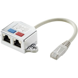 Renkforce RF-4538138 Network Adapter Metal 2x RJ45 Sockets to 1x RJ45 Plug 15cm