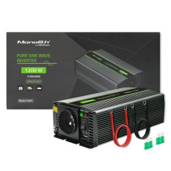 Qoltec Przetwornica napięcia Monolith 600W 1200W 24V na 230V Czysty Sinus