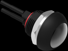 Pushbutton, 1 pole, black, unlit , 0.12 A/125 VAC, 0.2 A/50 VDC, 13.6 mm, IP68, 2329362-1