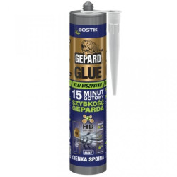 Klej uniwersalny montażowy GEPARD GLUE super szybki, cienka spoina, biały Kartusz 290ml