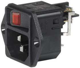 Combination element plug C14, 3 pole, screw mounting, plug-in connection, black, DC11.0021.001