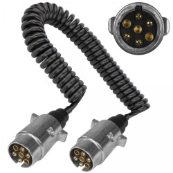 Przewód spiralny QLY-s kabel do przyczepy zakończony metalowymi wtykami 7-pin 12V 3m