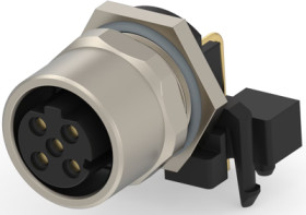 Circular connector, 4 pole, solder connection, screw locking, angled, T4145515041-001