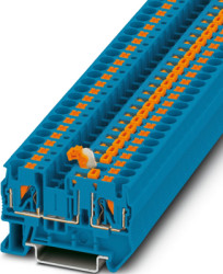 Knife disconnect terminal, push-in connection, 0.5-6.0 mm², 2 pole, 20 A, 6 kV, blue, 3211934