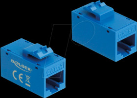 90642 Keystone module, Cat.6a RJ45 socket / socket, UTP, blue