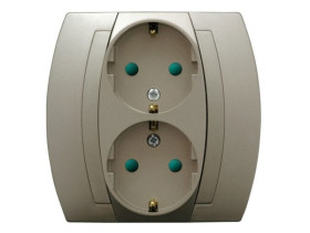 GAZELA Gniazdo podwójne z uziemieniem schuko z przesłonami satyna GP-2JSP/16/16 OSPEL