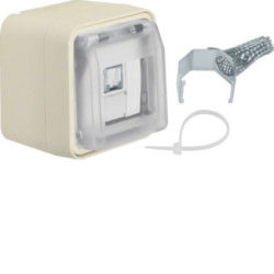 Berker W.1 Gniazdo teleinformatyczne UAE 8 RJ45 kat.6 z pokrywą kompletne IP55 biały 14093502