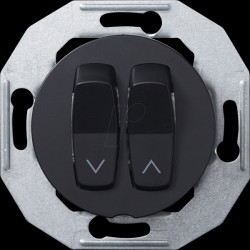 WDE011254 Blind switch push-button, with central plate, black, Renova