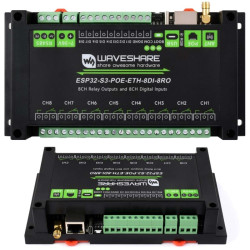 ESP32-S3 Waveshare moduł przekaźnikowy 8 kanałów Wi-Fi Ethernet PoE RS485
