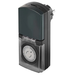 Programator czasowy mechaniczny IP44 zewnętrzny 48 programów czarny P5508N