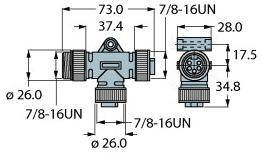 Turck U0141 Rozdzielacz i adapter czujnika/aktuatora RSM-2RKM 57, 1 szt.