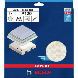 Bosch 2608901637 EXPERT M480 Mesh Sanding Disc Grit 120 dia 225mm 5 pcs Dust Ctl