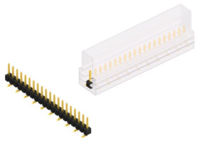 Pin header, 20 pole, pitch 2.54 mm, angled, black, 10047270