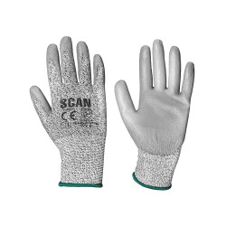 Scan H3101-3 Grey PU Coated Cut 3 Gloves - M (Size 8)
