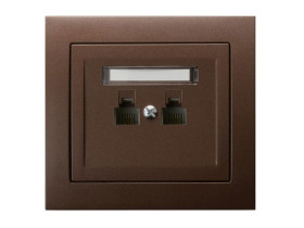 KIER Gniazdo telefoniczne podwójne niezależne brązowy metalik GPT-2WN/52 OSPEL