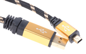 Kabel USB Złącze A USB A Złącze B Mini USB B dł. 800mm Przewód USB USB 2.0 kolor: Czarny/Złoty