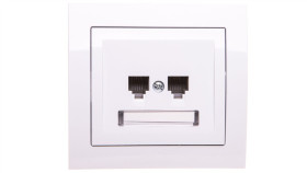 Kier Gniazdo Telefoniczne Podwójne Rj11 Niezależne Białe Gpt-2Wn/00