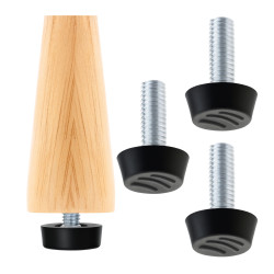 Stopka regulowana do mebli 4szt. - M8 22x18mm - czarna - noga meblowa z podkładką