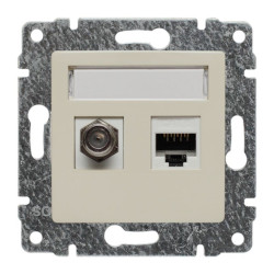 VENA Gniazdo - złącze TV żeńskie typ F i komputerowe krem 510370