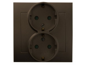 KIER Gniazdo podwójne z uziemieniem schuko z przesłonami torów prądowych brązowy metalik GP-2WSP/52 OSPEL