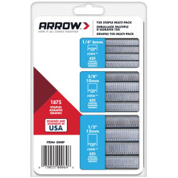 Arrow A50MP T50 Staples Multi Pack 6mm 10mm &amp; 12mm Box 1875 (3 x 625)