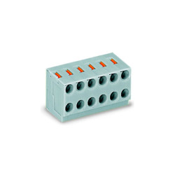 WAGO 252-110 10x2 Pole 3.5mm 2A Push Button PCB Solder Pin Terminal Block Grey