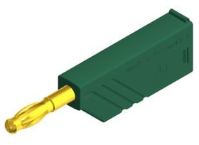 LAS N WS AU GN Wtyk izolowany 4mm z dodatkowym gniazdem 4mm, pozłacany, przyłącze przykręcane, 24A, zielony, Hirschmann, 9341007