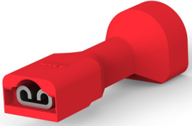 Insulated flat plug sleeve, 2.8 x 0.51 mm, 0.32 to 0.82 mm², AWG 22 to 18, brass, tin-plated, red, 2-520306-2