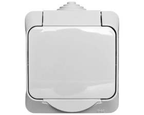 Cedar Plus Gniazdo hermetyczne z/u z klapką i przesłonami 16A IP44 szare WDE000640