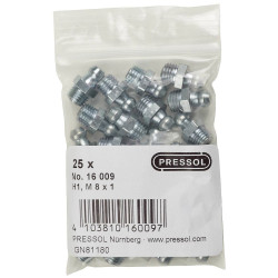Pressol 16 009 Conical Lubricating Nipple H1-Straight M8x1-VZ 25 Pcs