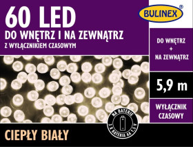Lampki choinkowe 60 LED lampki na baterie z wyłacznikiem czasowym zewnętrzny biały ciepły 10-168