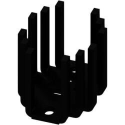 Finger shaped heatsink, (L x W x H) 41.3 x 33 x 31.8 mm, 9 K/W, black anodized, FK 205 SA L