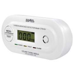 Czujnik tlenku węgla CTW-03 Zamel bateryjny ,czadu, ze wskaz. temp.