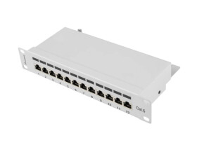 Patch panel 12 port 1U 10 ekranowany kat.6 szary LANBERG PPF6-9012-S