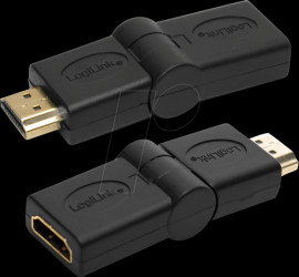 AH0011 HDMI adapter, A/M to A/F, 180° kinkable, 4K/30 Hz, black