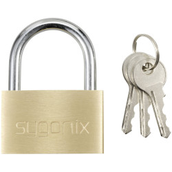 Sygonix SY-5045286 Padlock brass 49mm gold yellow keyed-different