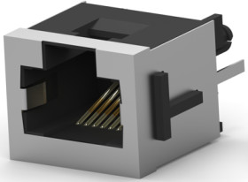 Socket, RJ45, 8 pole, 8P8C, Cat 3, solder connection, through hole, 100616-1